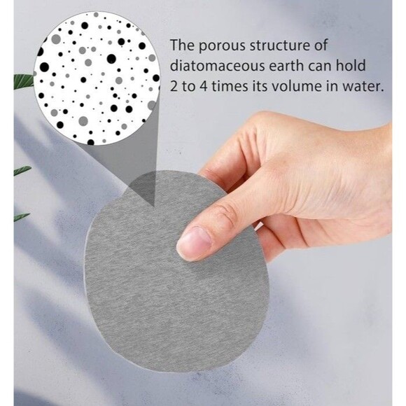 Diatomaceous Earth Set of 6 Absorbent Abstract Coasters 4in Coffee Bar Tiki Bar - Picture 3 of 8